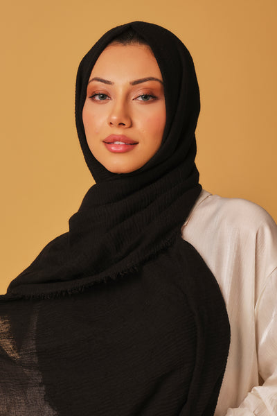 Full black Cotton Hijab – Hayaa Brand