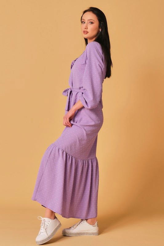Lilac Swiss Dot Maxi Dress