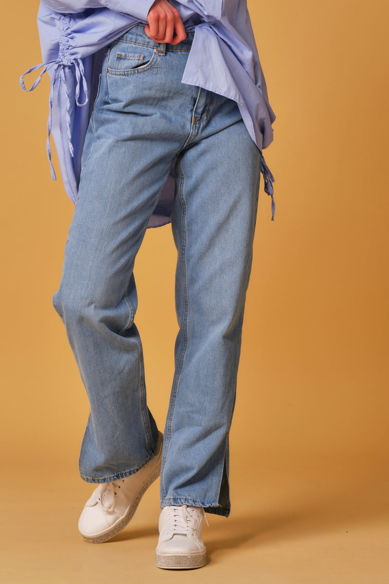 Side Slit Wide Jeans – Hayaa Brand