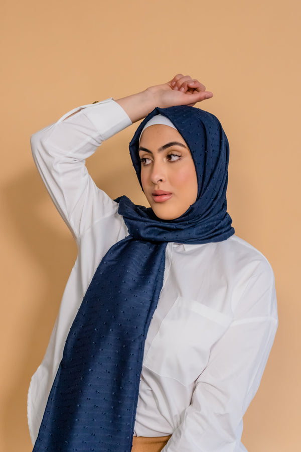 Indigo Blue Woven Hijab