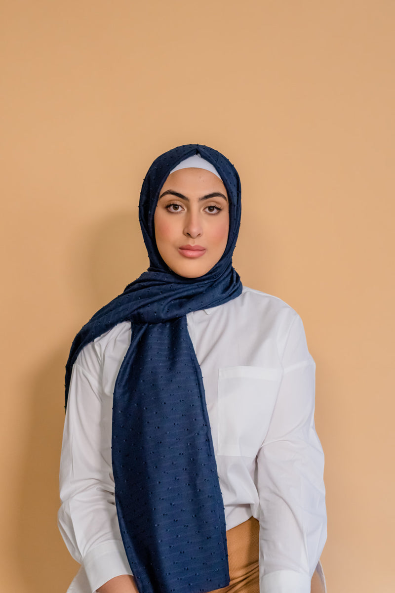 Indigo Blue Woven Hijab