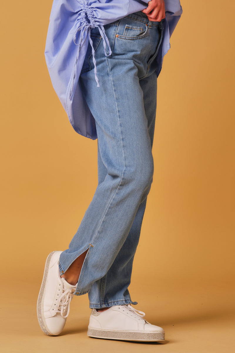 Side Slit Wide Jeans