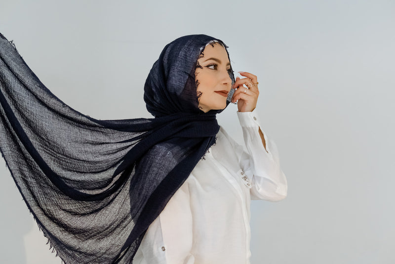 Navy Blue Cotton Hijab