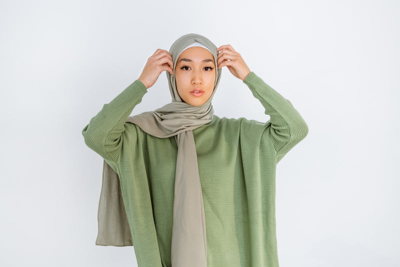 Sage green jersey hijab