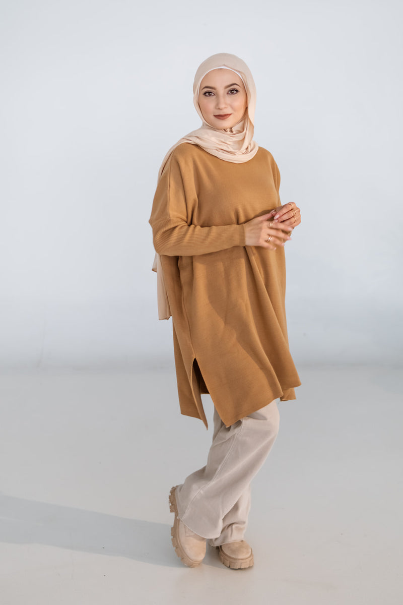 Camel ribbed sweater