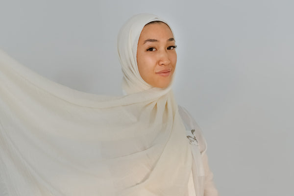 Clear White Cotton Hijab