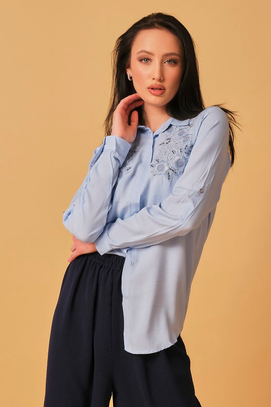 Baby blue embroidered shirt