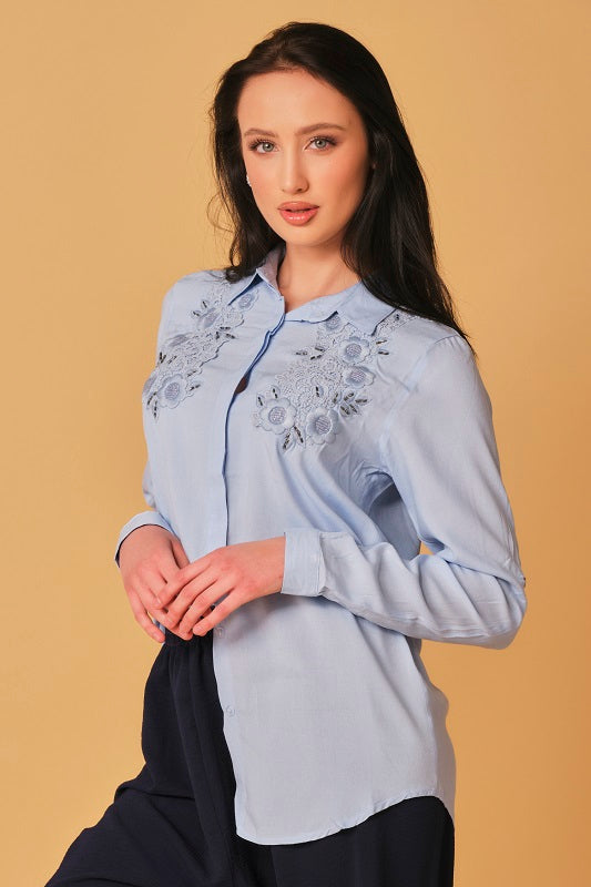 Baby blue embroidered shirt
